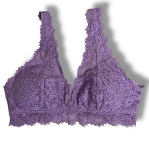 Aerie Purple Lace Bralette Convertible Adjustable Strap Mesh Insert Women Large
